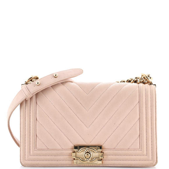 Chanel Old Medium Boy Flap Bag Chevron Caviar - Picture 1 of 7